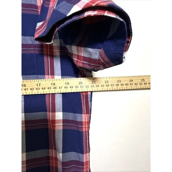 Springfield Custom Fit Men’s Button Up Shirt Short Sleeve Checkered Size M - Picture 7 of 7